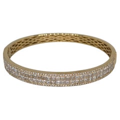 18K Yellow Gold Bangle with Princes Cut and Round Diamonds Totaling 6.55cts