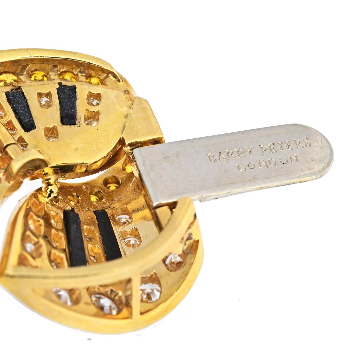Modern 18K Yellow Gold Barry Peters Diamond Piano Keys Necklace