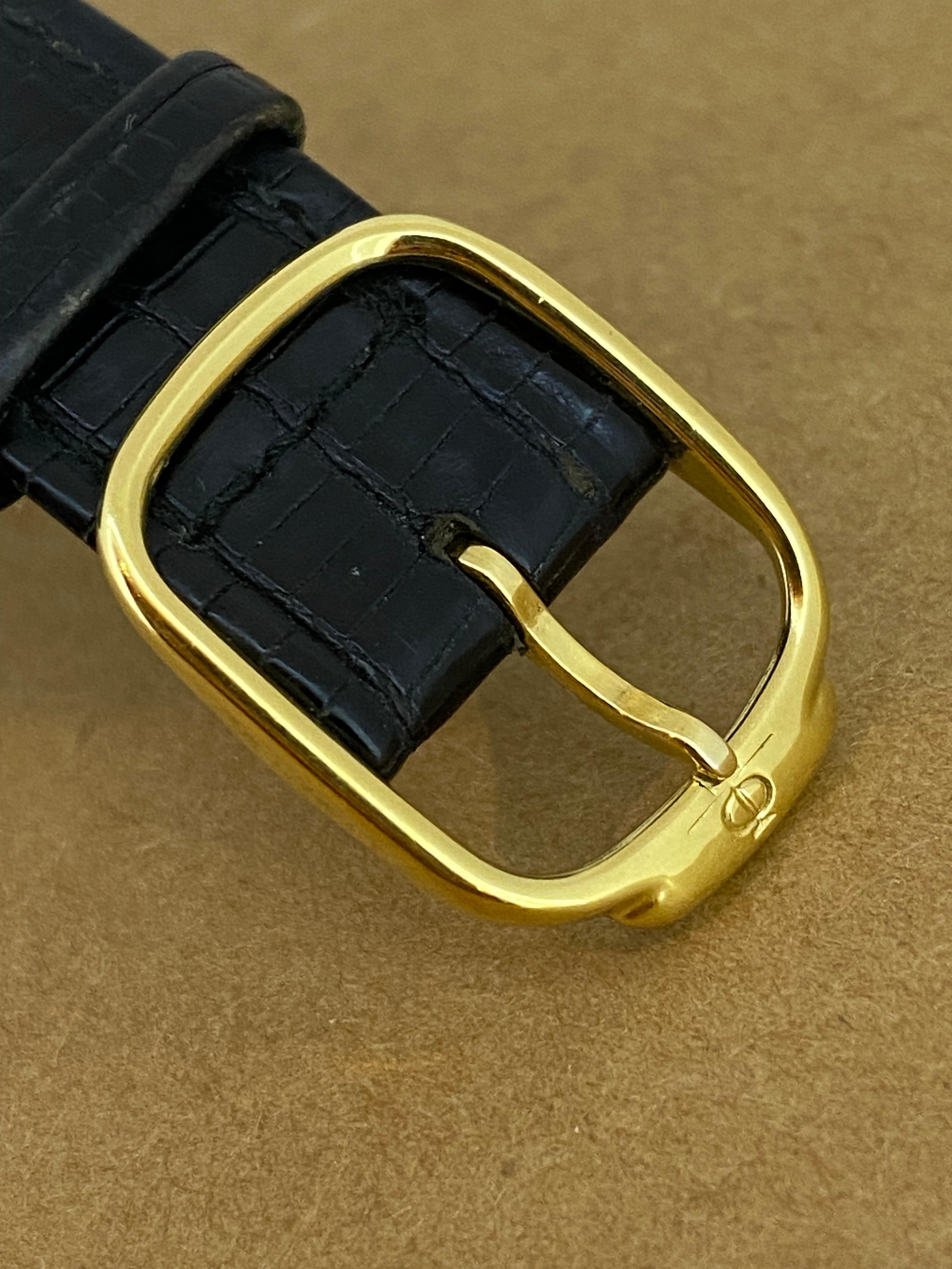 18 Karat Gelbgold Baume & Mercier Geneve Ref 1830 Schweizer Quarz Rechteckige Uhr im Angebot 6