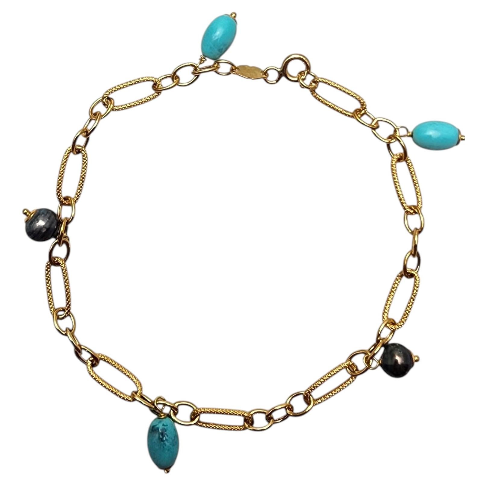 18K Yellow Gold Beaded Bracelet #25671 For Sale
