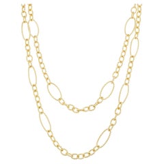 18k Yellow Gold Beaded Corrugated Style Link Necklace