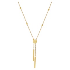 18K Yellow Gold Beaded Station Tassel Necklace 16.0-19.0"