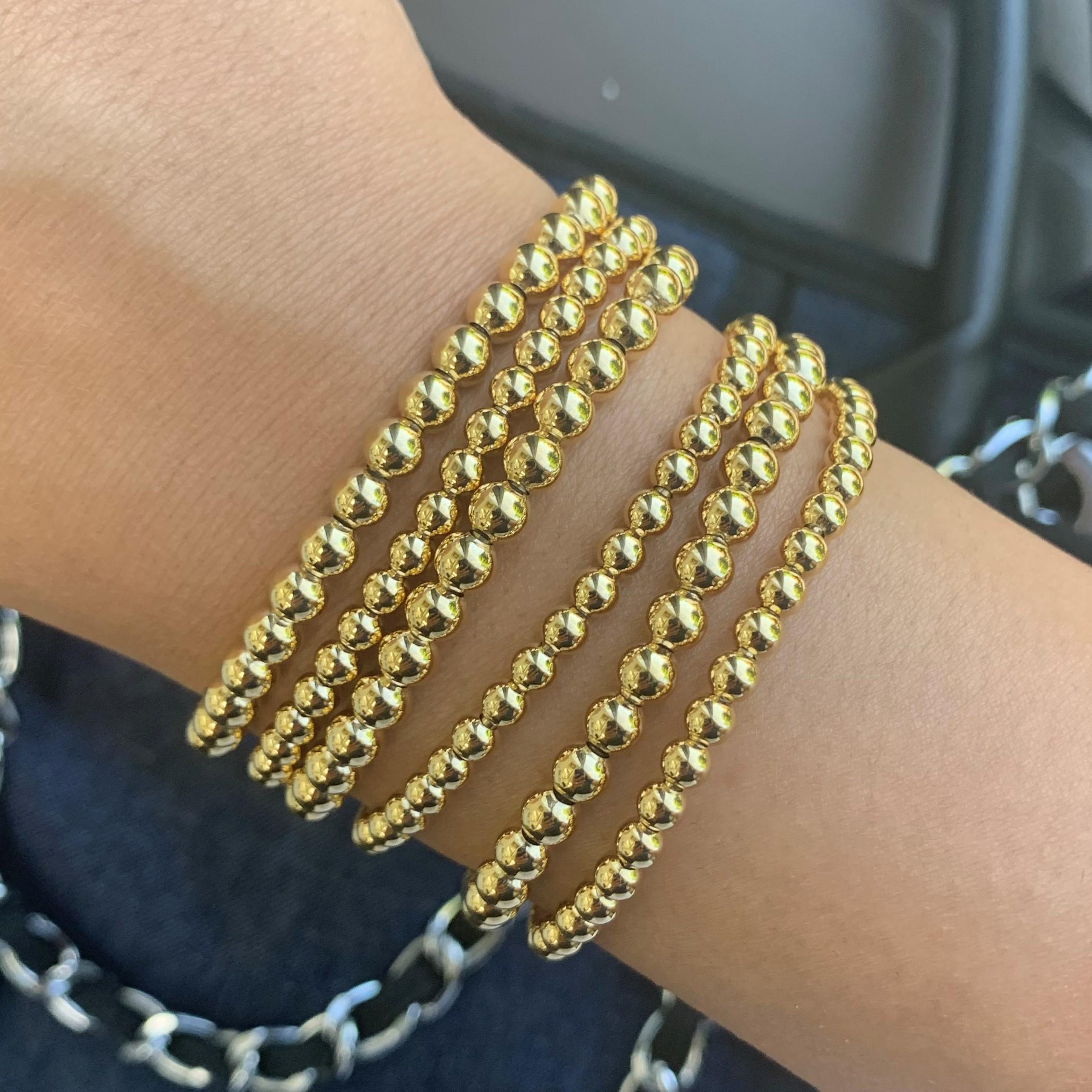 18 Karat Gelbgold Perlen Stretch-Armband Perlen (Zeitgenössisch) im Angebot