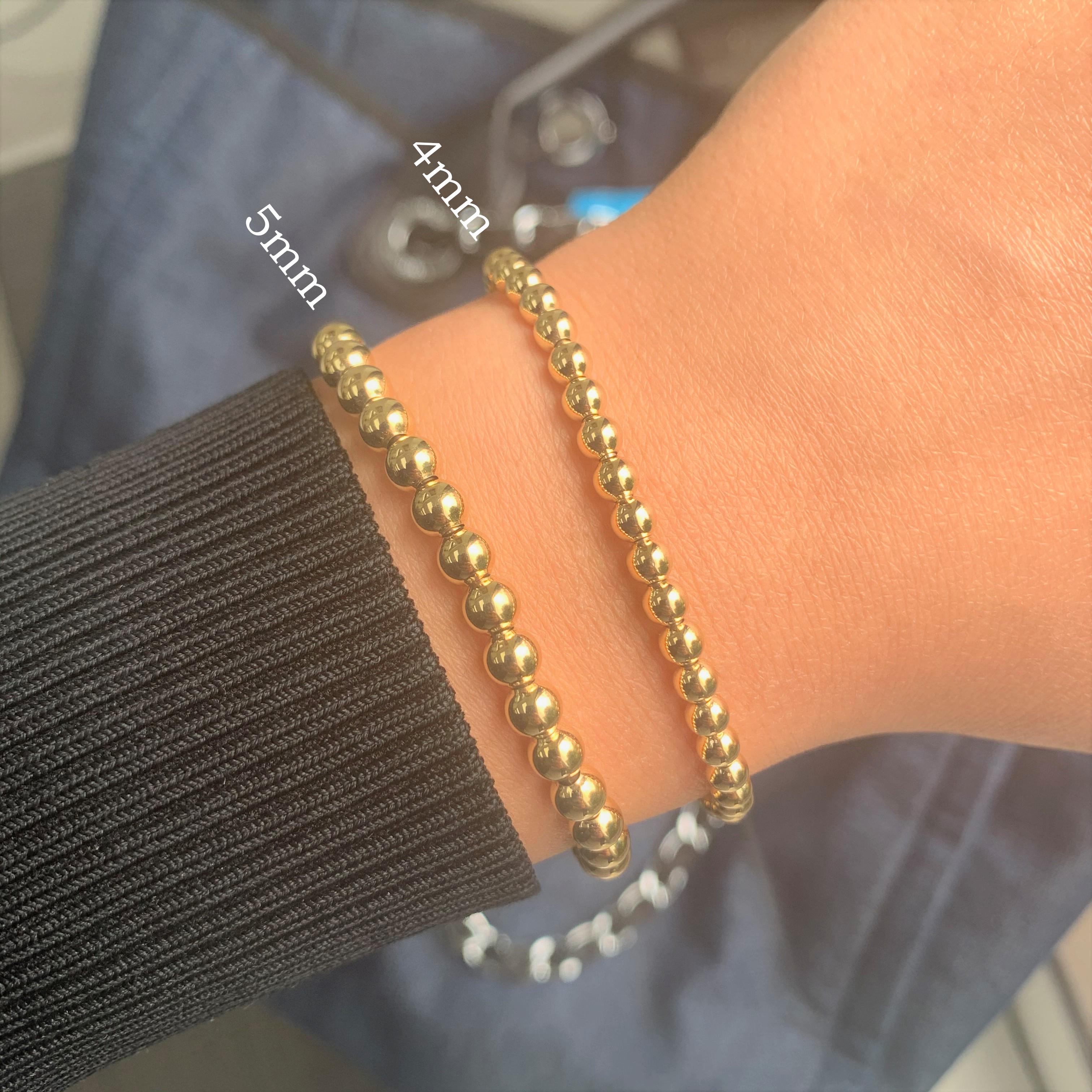 18 Karat Gelbgold Perlen Stretch-Armband Perlen Damen im Angebot