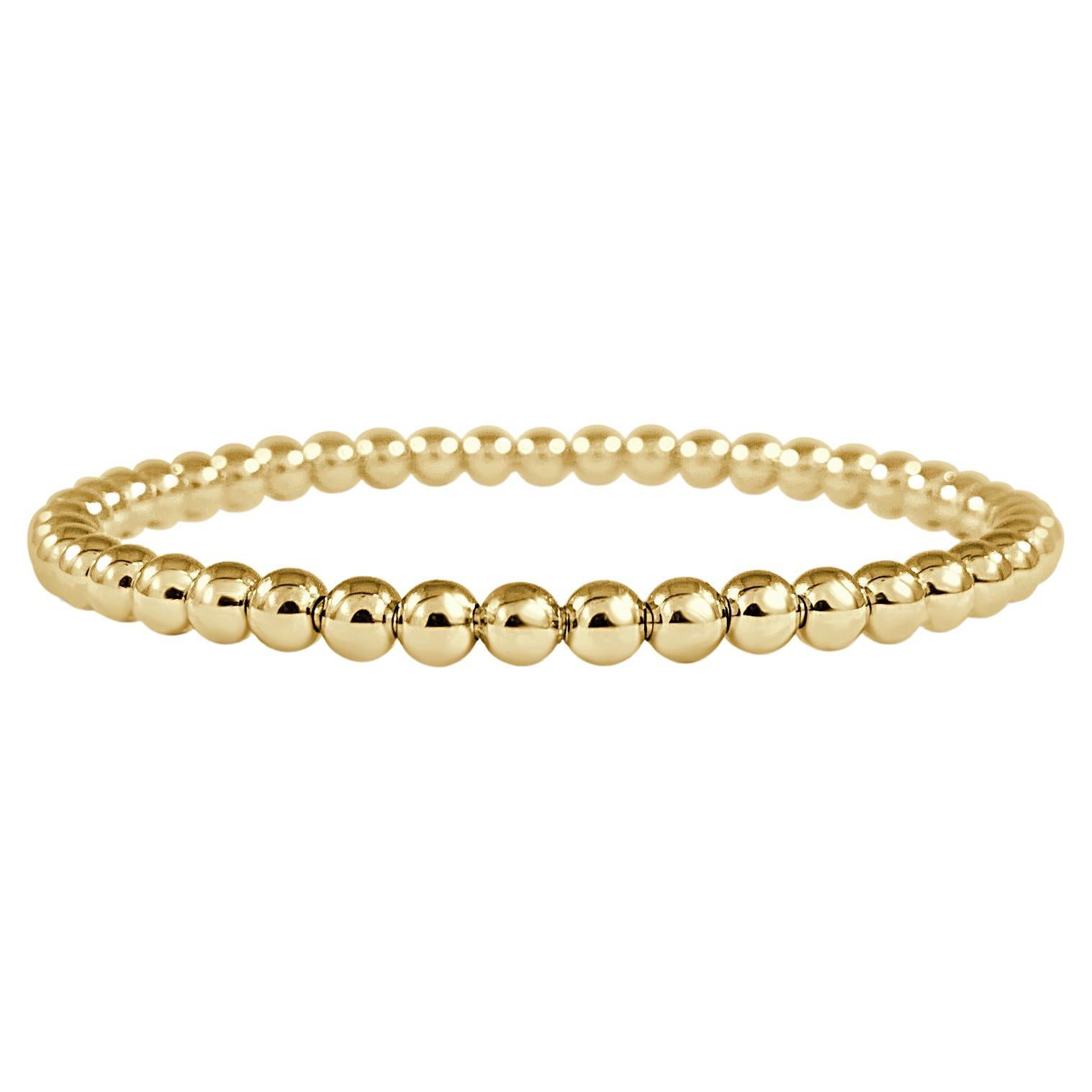 18k Yellow Gold Beaded Stretch Bracelet Beads For Sale