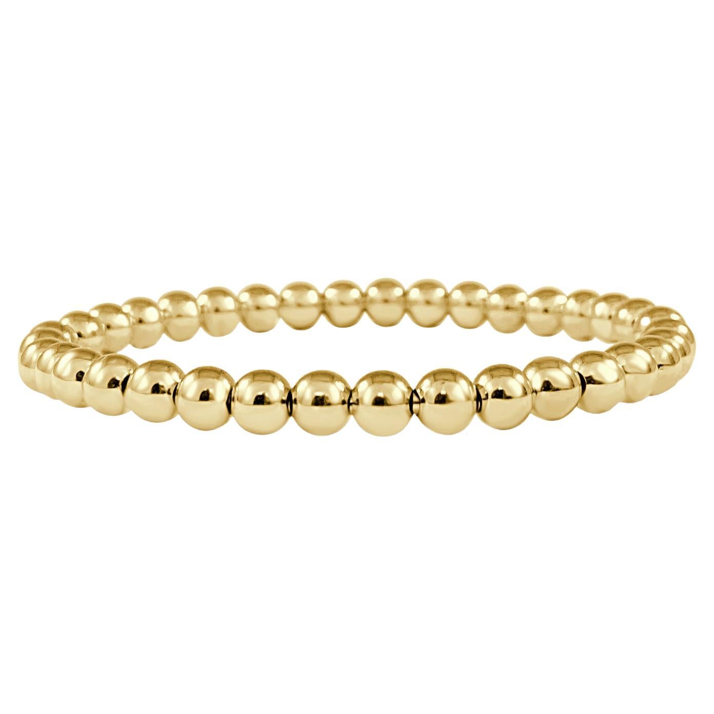 18k Yellow Gold Beaded Stretch Bracelet Beads For Sale