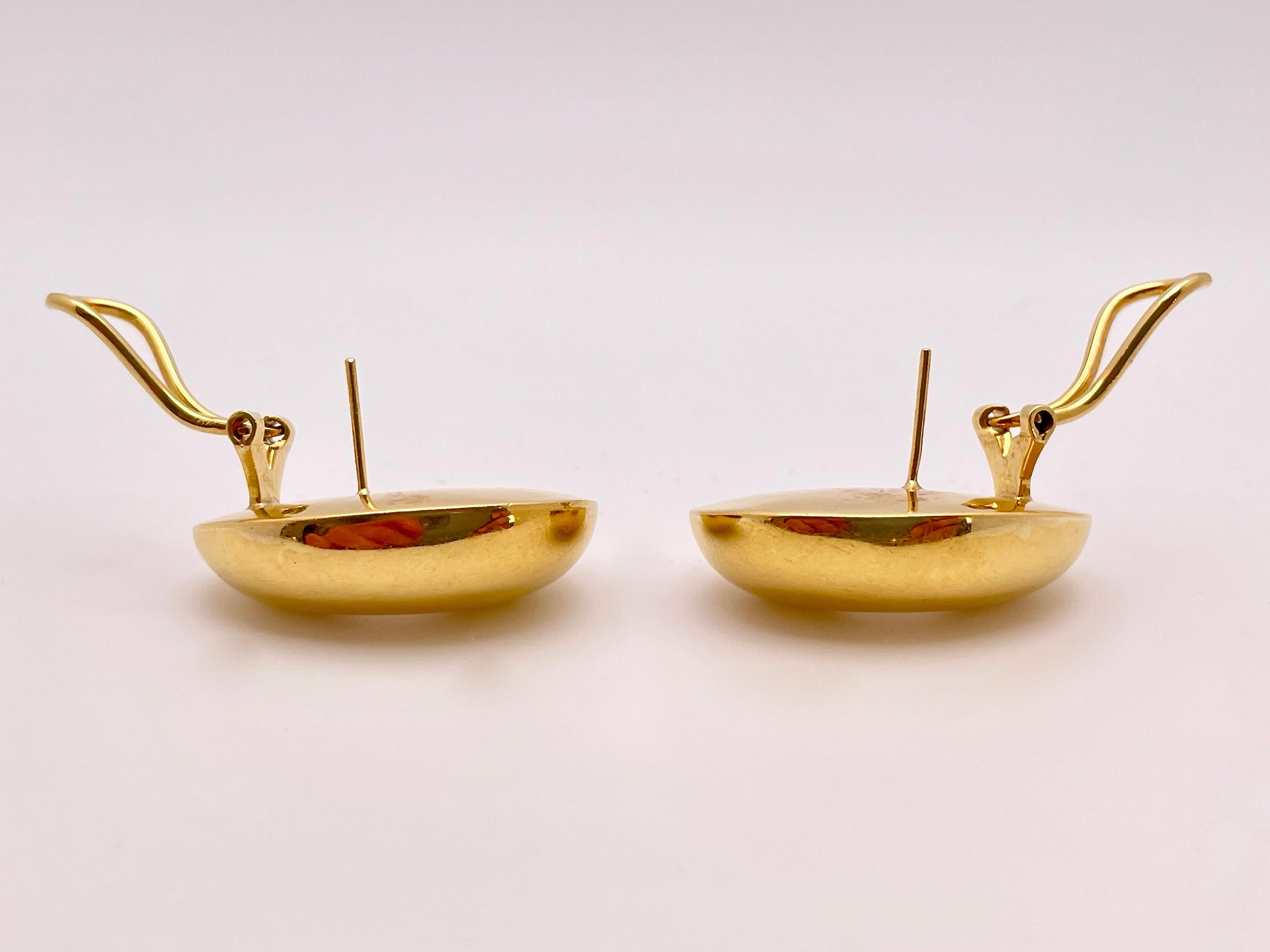 18K Yellow Gold Bean Lever-back Earrings For Sale 6