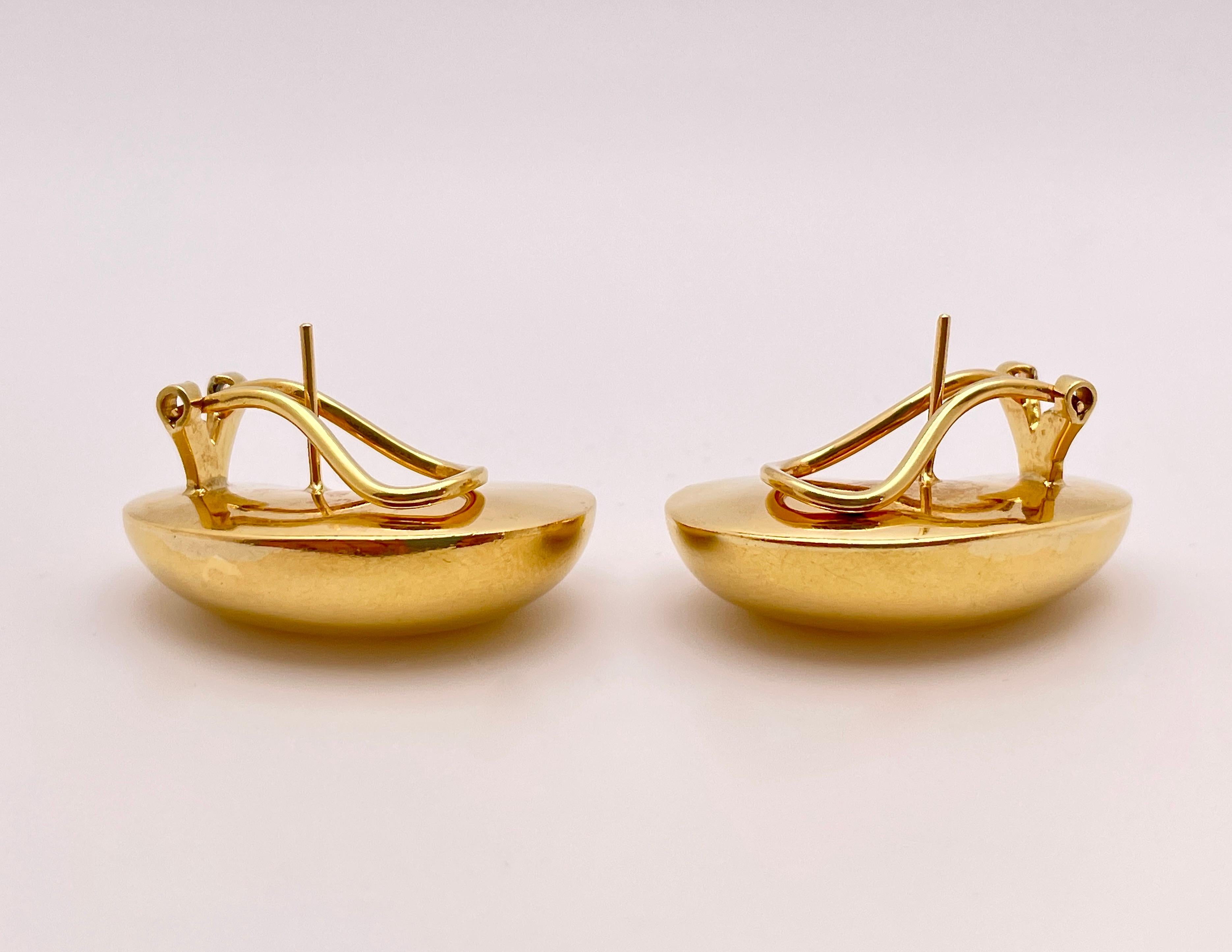 18K Yellow Gold Bean Lever-back Earrings For Sale 5