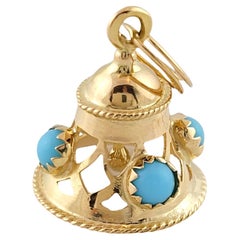 18k Yellow Gold Bell Charm with Blue Stones
