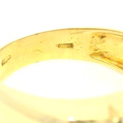 18k Yellow Gold Bezel Bright Pink Green Tourmaline Three 3 Stone Band Ring