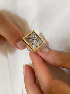 18k Yellow Gold Bezel Contemporary Tourmalineted Quartz Unique Piece Man Ring