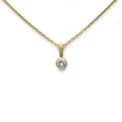 18K Yellow Gold Bezel Diamond Pendant — 0.50 ct G VS Chain Included