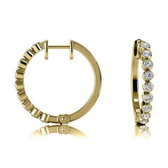 18 Karat Yellow Gold Bezel Hoop Diamond Earrings '1/2 Carat'