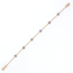 Bracelet à chaîne empilable en or jaune 18 carats serti d'un saphir bleu 2,2 carats