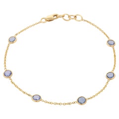 Bracelet à chaîne empilable en or jaune 18 carats serti d'un saphir bleu 2,2 carats