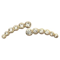 18K Gelbgold Lünette-Set CZ gebogene Bar Ohrstecker #25147