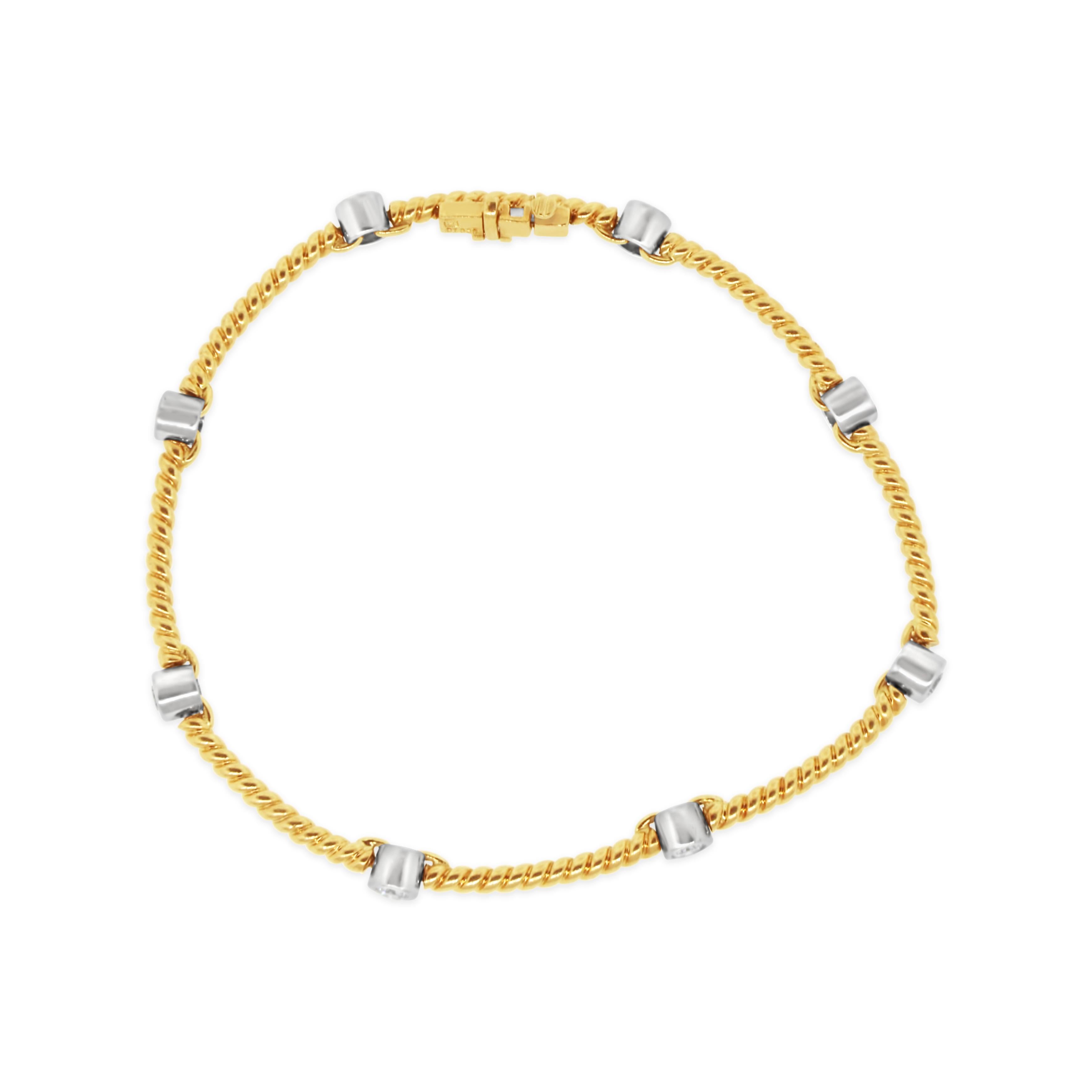 Bracelet en or jaune 18 carats serti de diamants en vente 1
