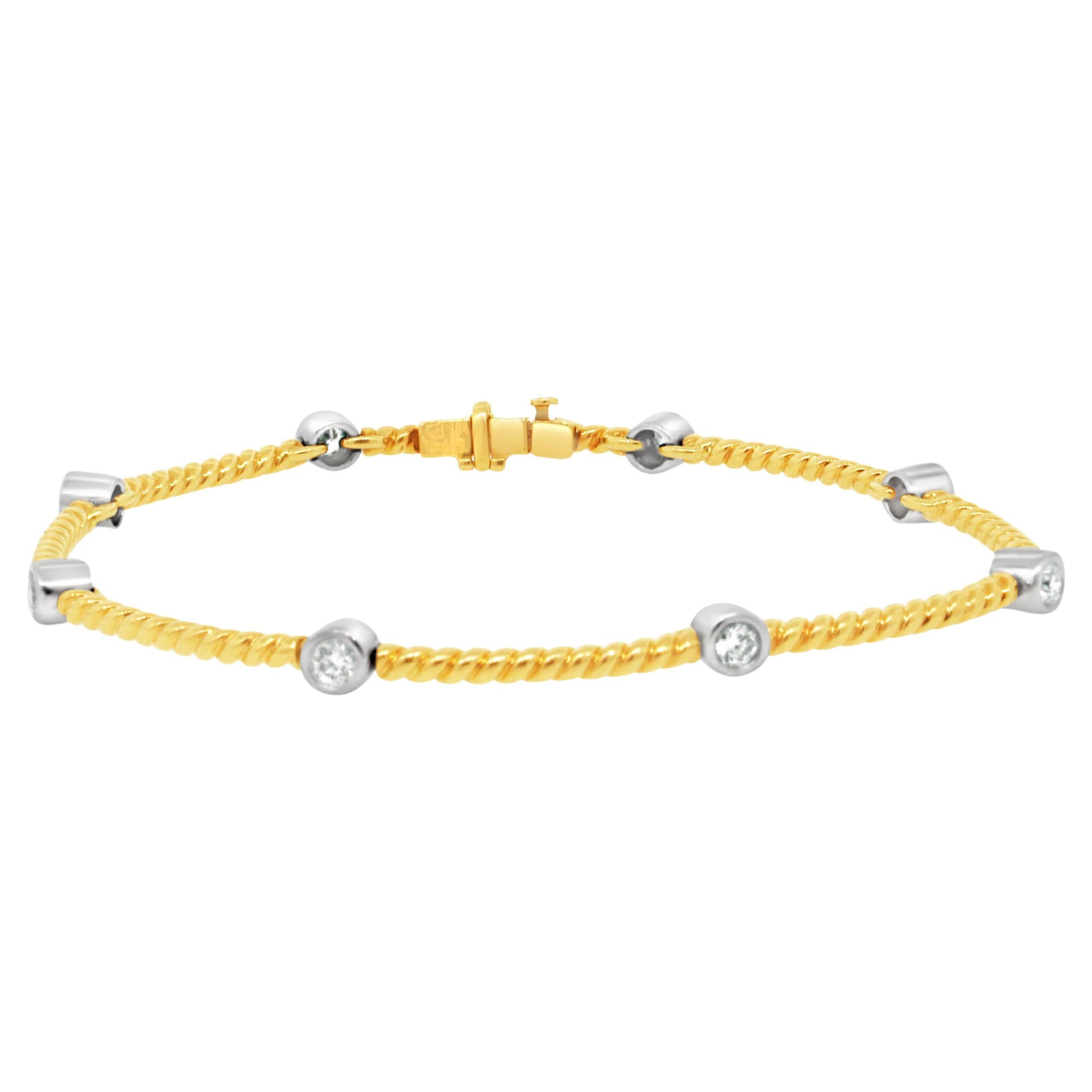 18k Yellow Gold Bezel Set Diamond Bracelet