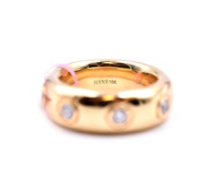 18 Karat Yellow Gold Bezel Set Diamond High Polish Band