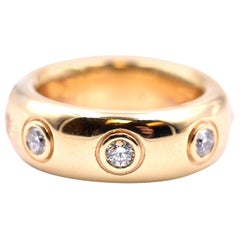 18 Karat Yellow Gold Bezel Set Diamond High Polish Band 18 Karat Yellow Gold Bezel Set Diamond High Polish Band