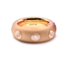 18 Karat Yellow Gold Bezel Set Diamond Satin Finish Band