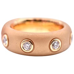 18 Karat Yellow Gold Bezel Set Diamond Satin Finish Band