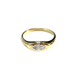 18k Yellow Gold Bezel Set Marquise Diamond Ring