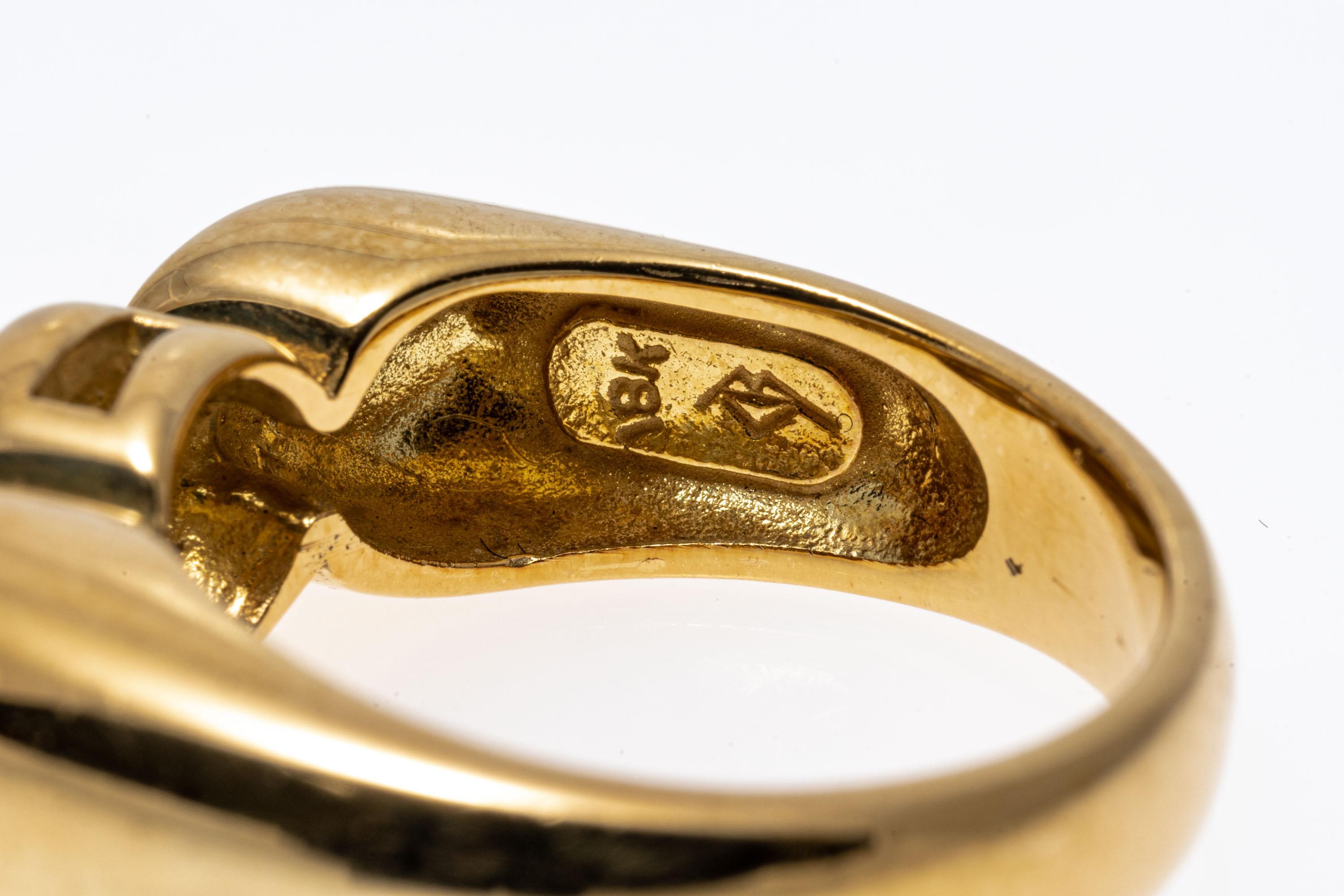 18 Karat Gelbgold Ring mit rundem Brillant-Diamant in der Lünette und Scroll Swirl im Angebot 2