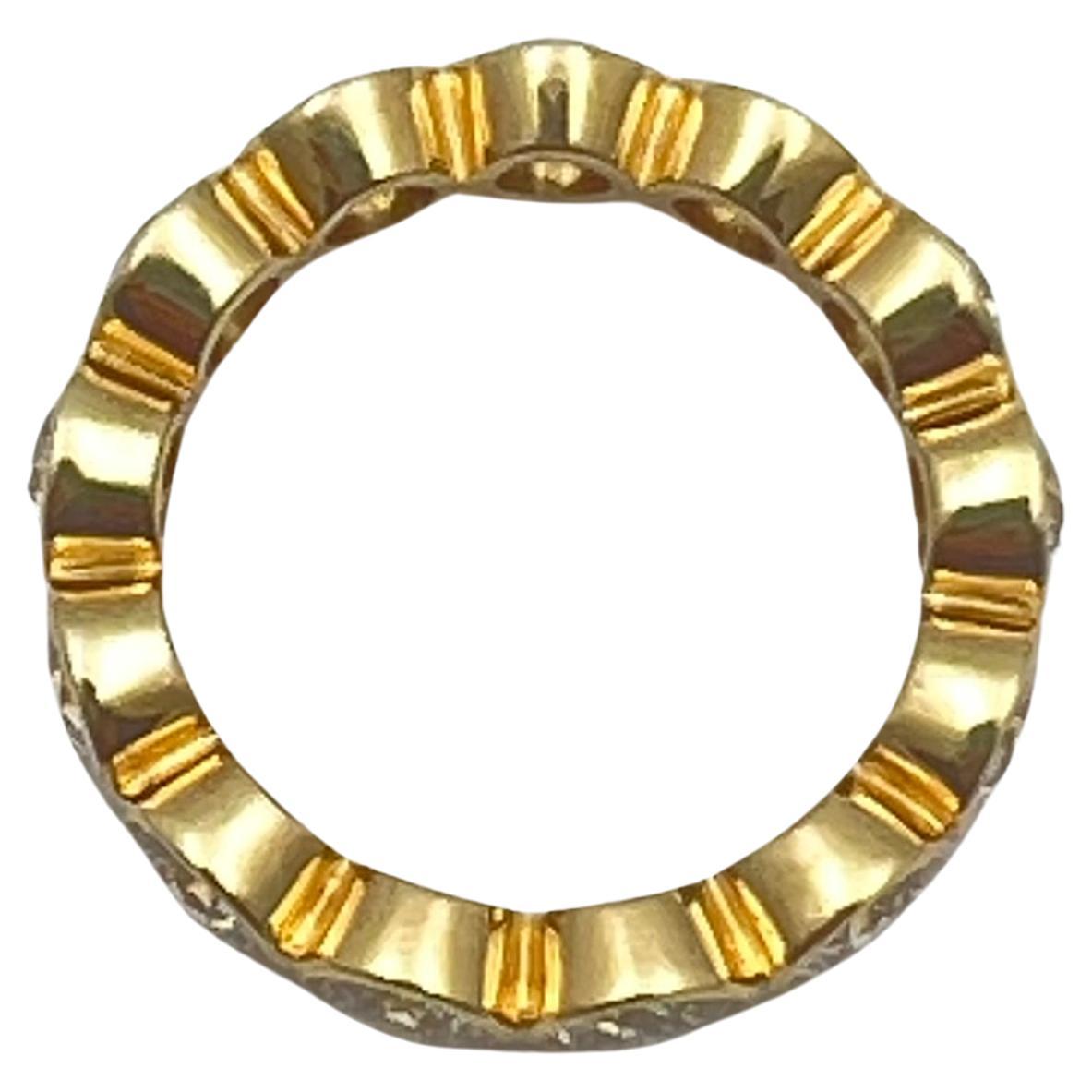 18k Yellow Gold Bezel-Set Round Diamond Eternity Band Ring In New Condition For Sale In Palm Beach, FL