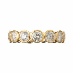 18k Yellow Gold Bezel-Set Round Diamond Eternity Band Ring