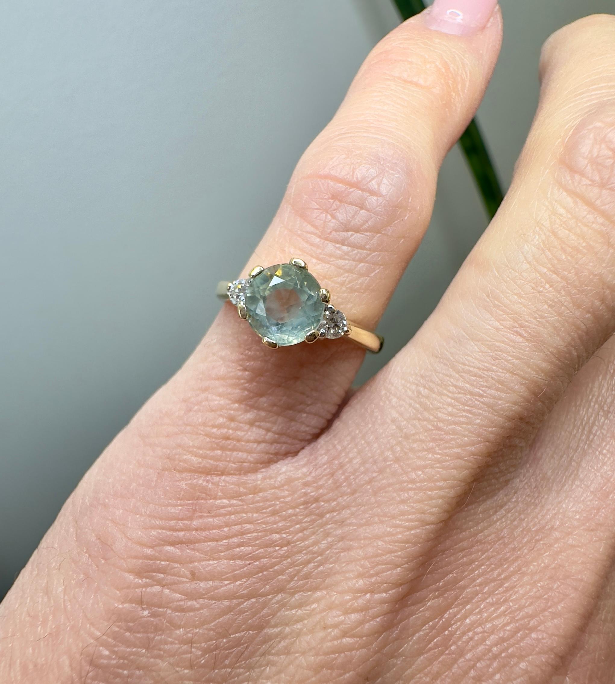 18k Yellow Gold Bi-Color Sapphire & Diamond Ring In New Condition For Sale In Houston, TX