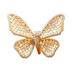 18K Yellow Gold Big Butterfly 4.50ct Diamond Cocktail Ring