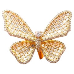 Bague de cocktail « Grand Papillon » en or jaune 18 carats - 4,50 carats au total