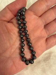 18K Yellow Gold Black Diamond Bead Necklace by Paula Crevoshay, 20"