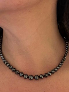 18K Yellow Gold & Black Diamond Graduated Bead Necklace by Paula Crevoshay