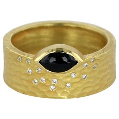 18K Yellow Gold Black Diamond Glacier Ring by Barbara Heinrich
