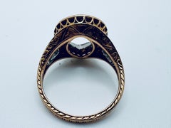 18K Yellow Gold Black Enamel Diamond Ring Setting