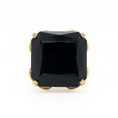 18K Yellow Gold Black Jade Cushion Ring