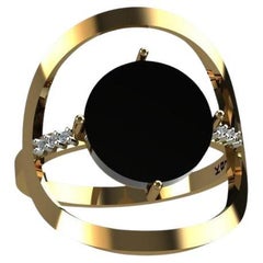 Anillo de oro amarillo de 18 quilates con ónix negro y diamantes
