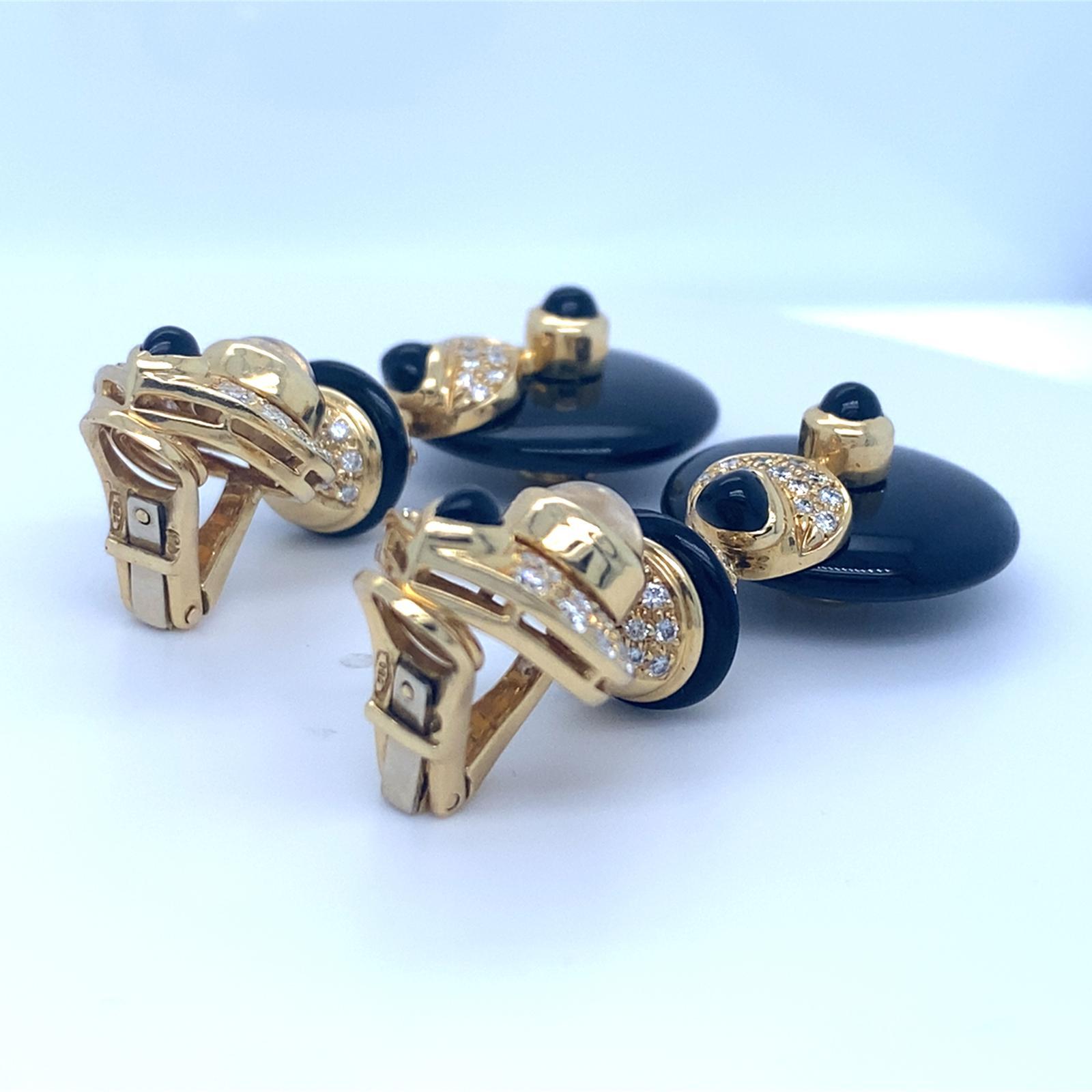 Orecchini in oro giallo 18k e onice nero con pietra di luna e diamanti da 1,66 carati in vendita 7