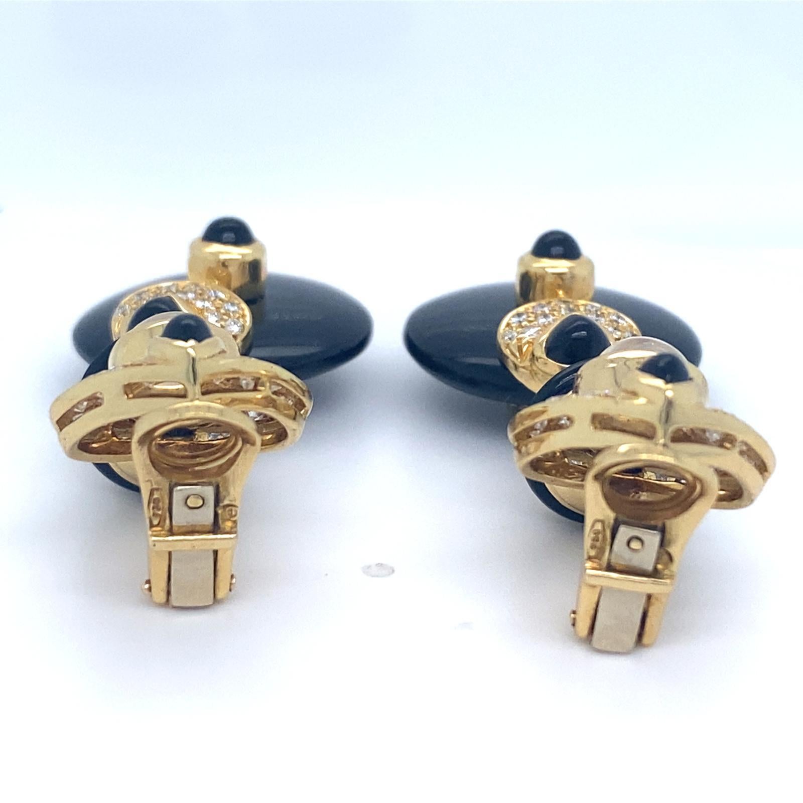 Orecchini in oro giallo 18k e onice nero con pietra di luna e diamanti da 1,66 carati in vendita 8
