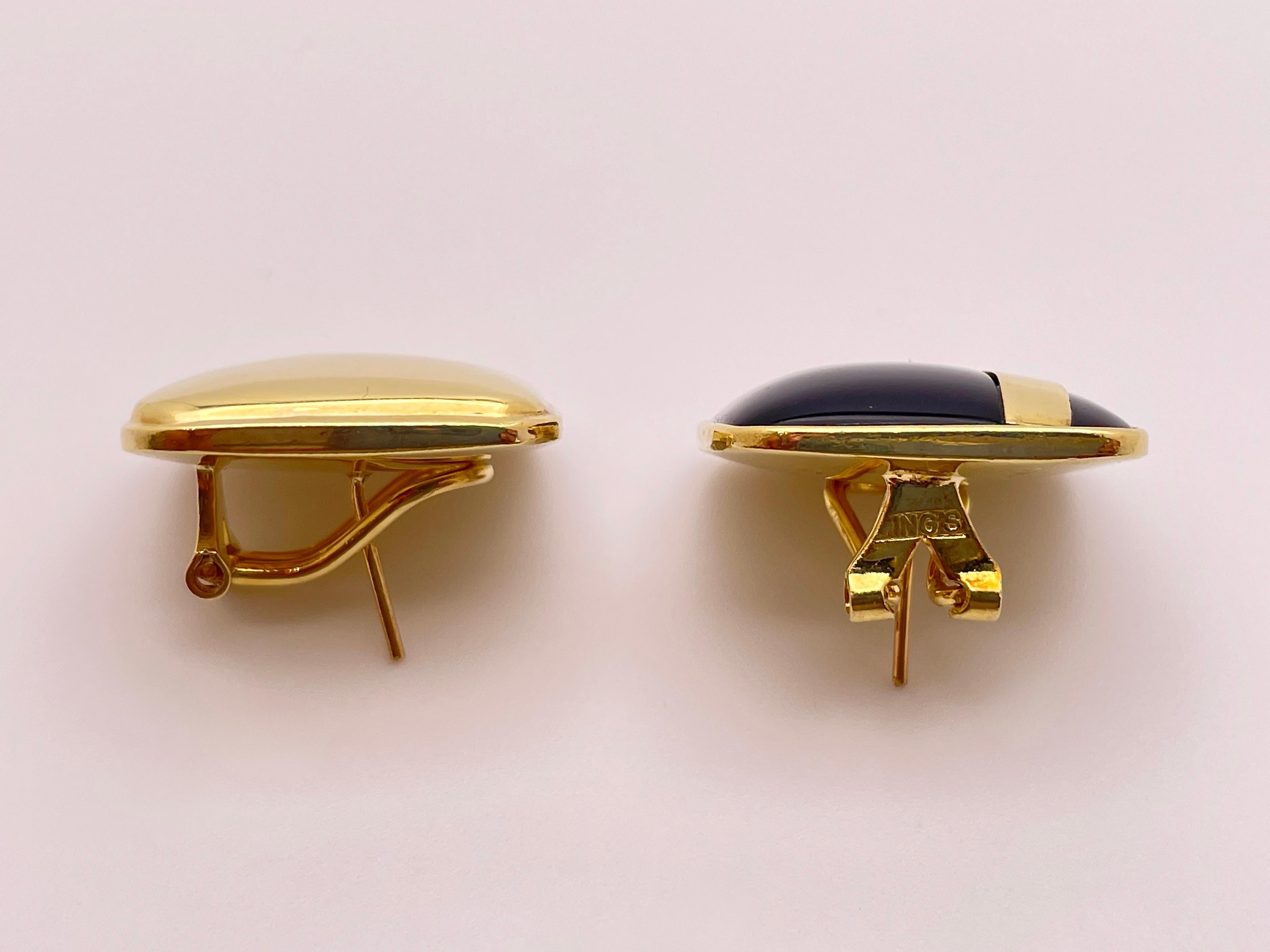 18 Karat Yellow Gold Black Onyx Earrings For Sale 5