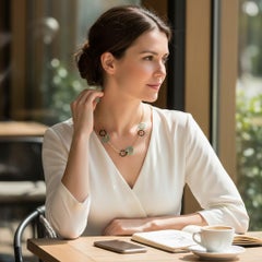 18K Gelbgold Schwarz Onyx & Türkis Kreis Anhänger Halskette 18 Zoll