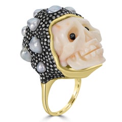 18K Yellow Gold Black Rhodium Tanzanite Tsavorite Diamond Ring