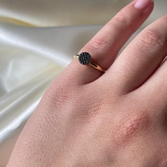 18K Yellow Gold Black Spinel Gemstone Ring