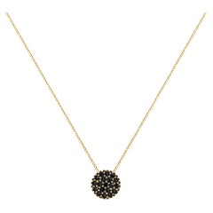 18K Yellow Gold Black Spinel Pendant Necklace