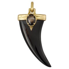18k Yellow Gold Black Star Sapphire and Onyx Emboldened Horn
