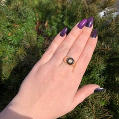 18K Yellow Gold Black Star Sapphire Men's Ring