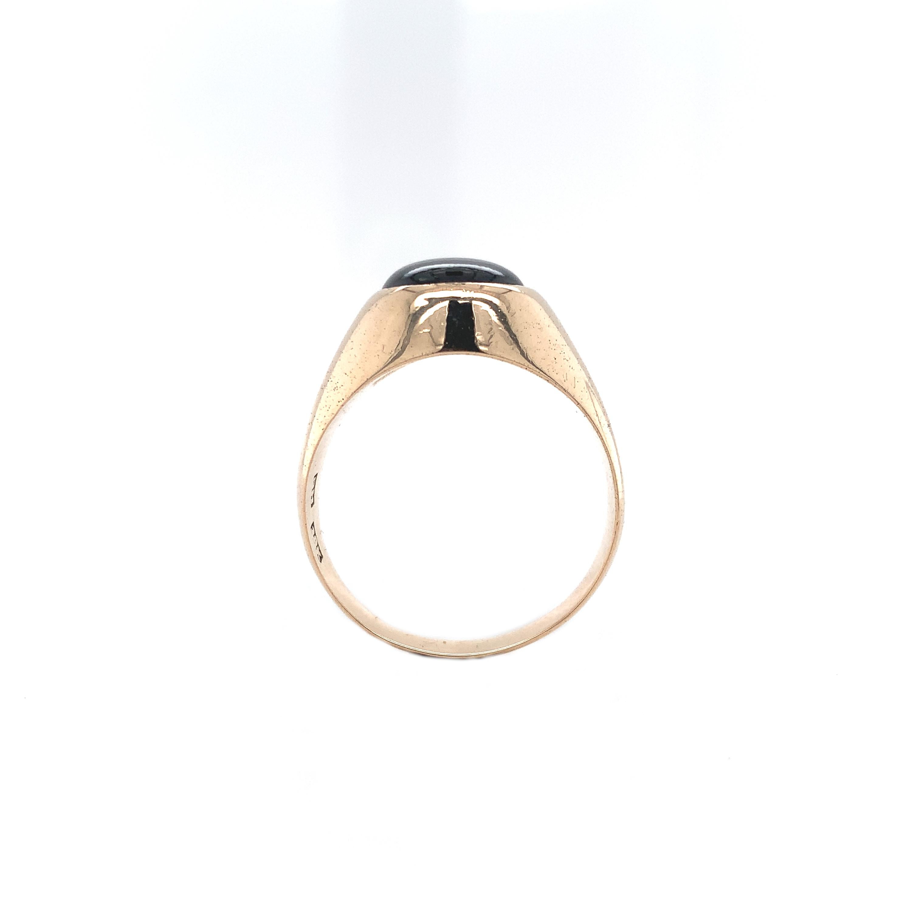 Modern 18K Yellow Gold Black Star Sapphire Men's Ring
