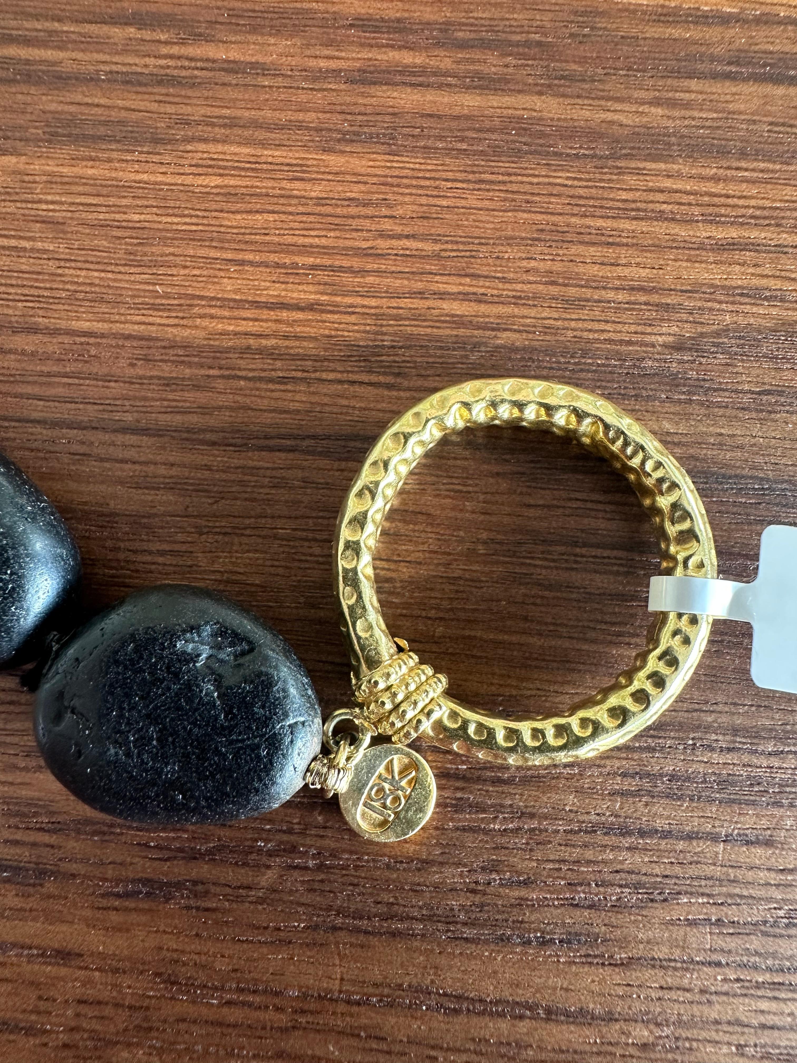 18K Yellow Gold Black Tourmaline and Gold Bead Necklace en Nuevo estado para la venta en Virginia Beach, VA